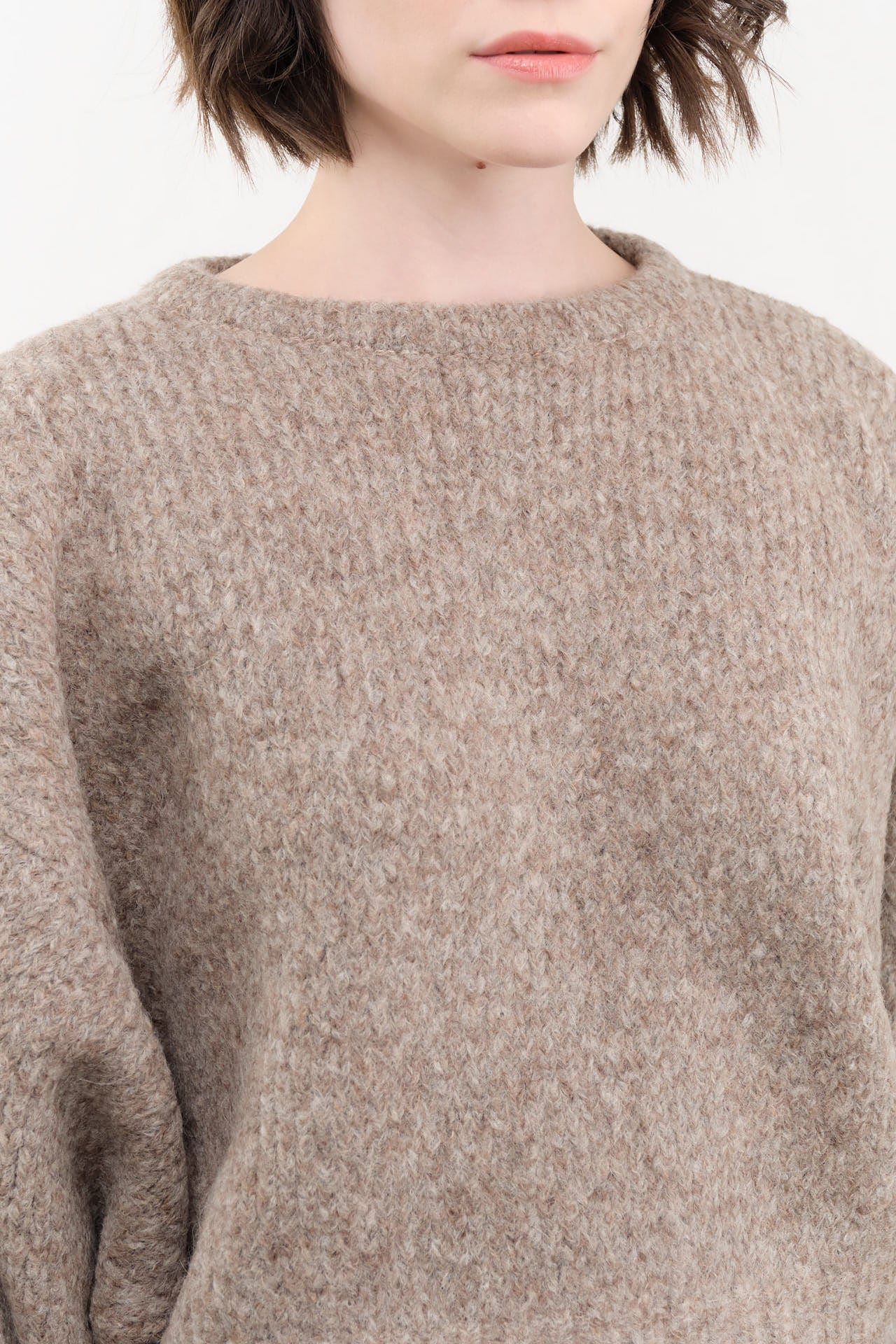 Atelier Delphine Apparel Womens Sweaters Balloon Sleeve Sweater in Deer