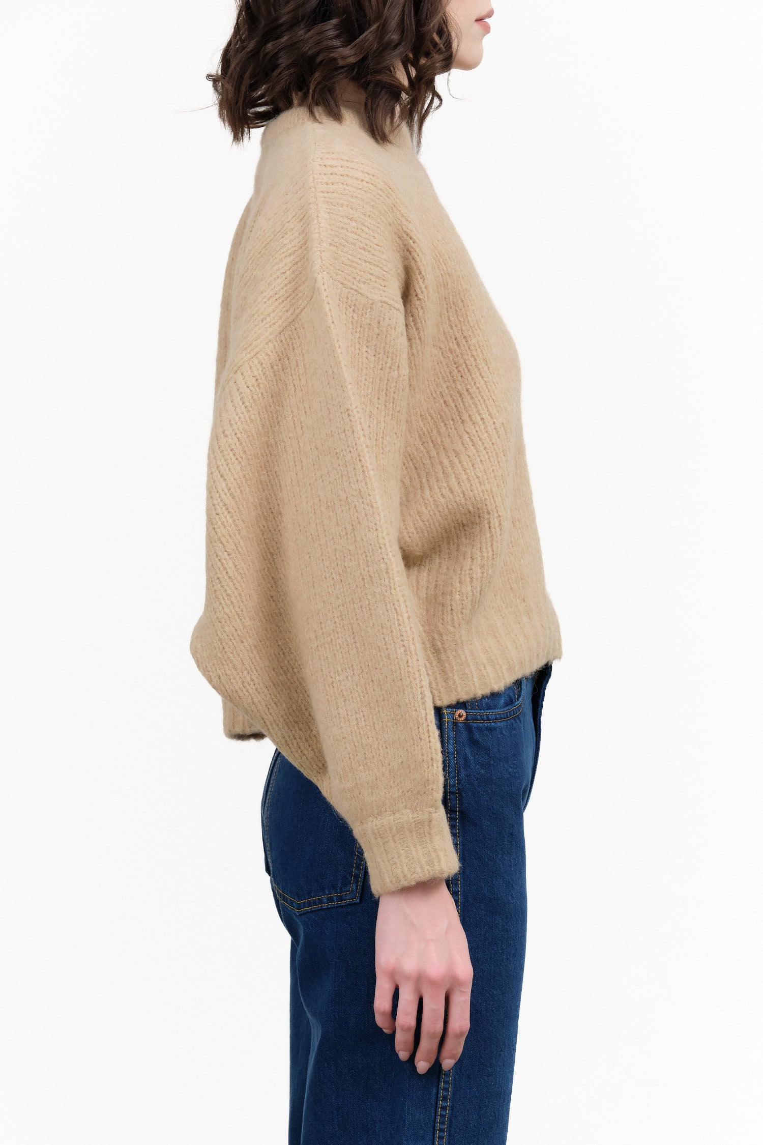 Atelier Delphine Balloon Long Sleeve Knit Sweater in Sand