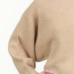 Balloon Long Sleeve Knit Sweater in Sand Tan by Atelier Delphine Designer Brand