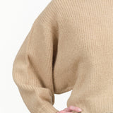 Balloon Long Sleeve Knit Sweater in Sand Tan by Atelier Delphine Designer Brand