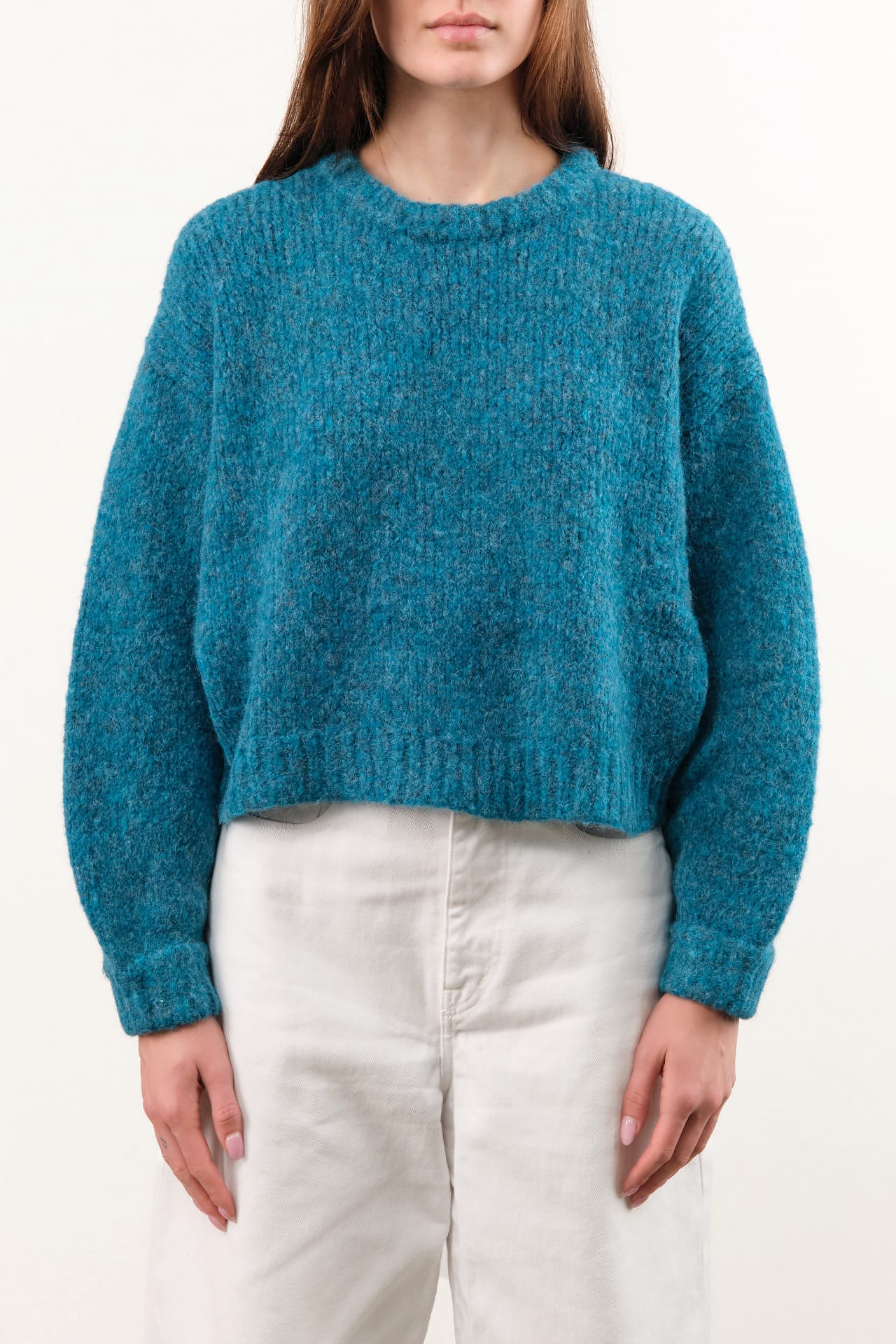 Atelier Delphine Apparel Womens Sweaters Balloon Sleeve Sweater in Teal