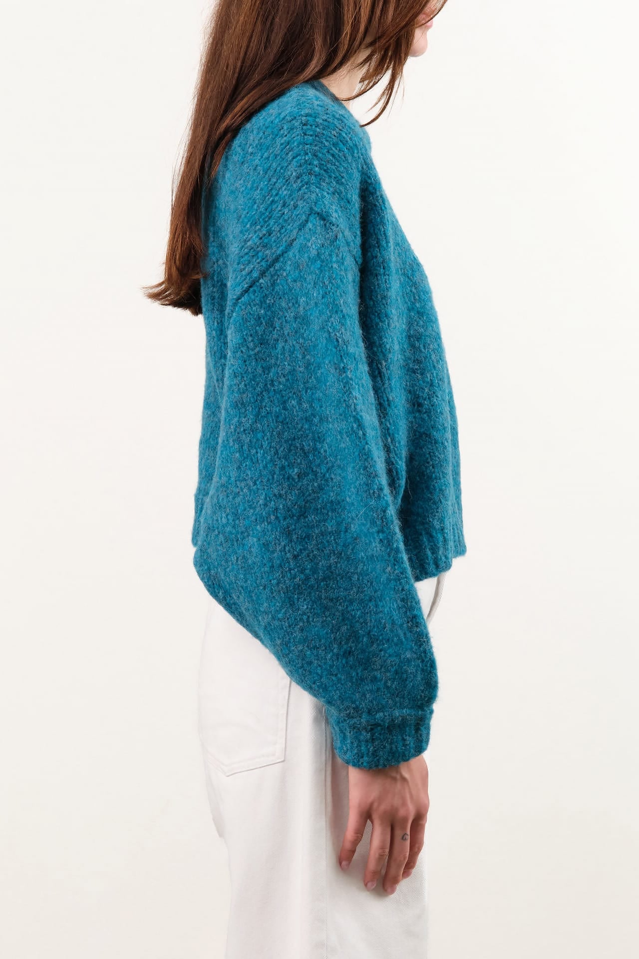Atelier Delphine Apparel Womens Sweaters Balloon Sleeve Sweater in Teal