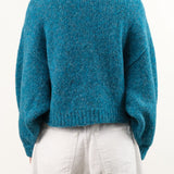 Atelier Delphine Apparel Womens Sweaters Balloon Sleeve Sweater in Teal