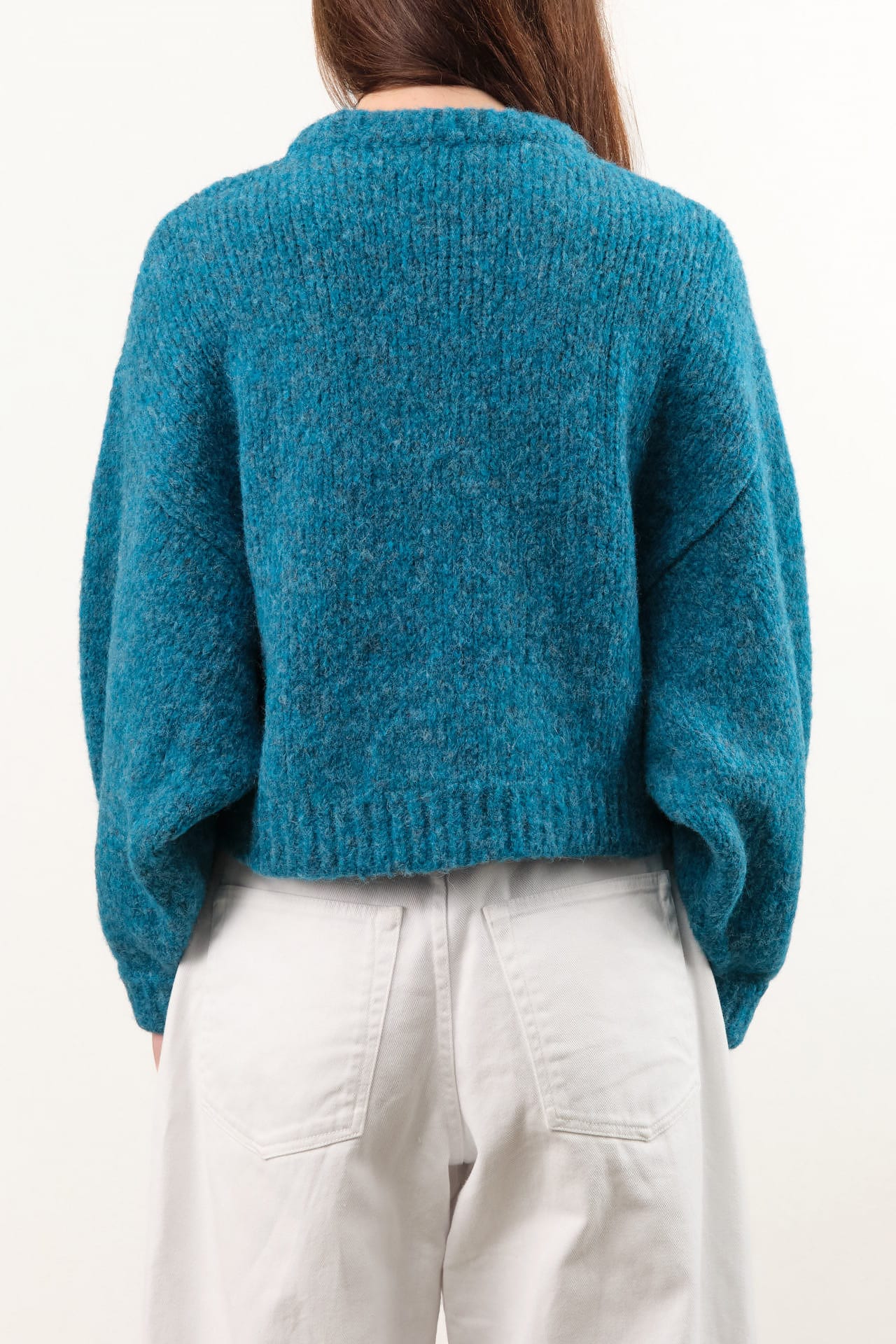 Atelier Delphine Apparel Womens Sweaters Balloon Sleeve Sweater in Teal