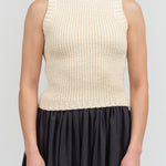 Front view of Boucle Tank in Cream