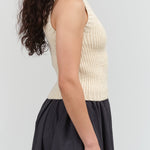 Side view of Boucle Tank in Cream