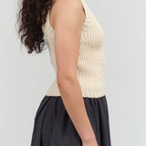 Side view of Boucle Tank in Cream