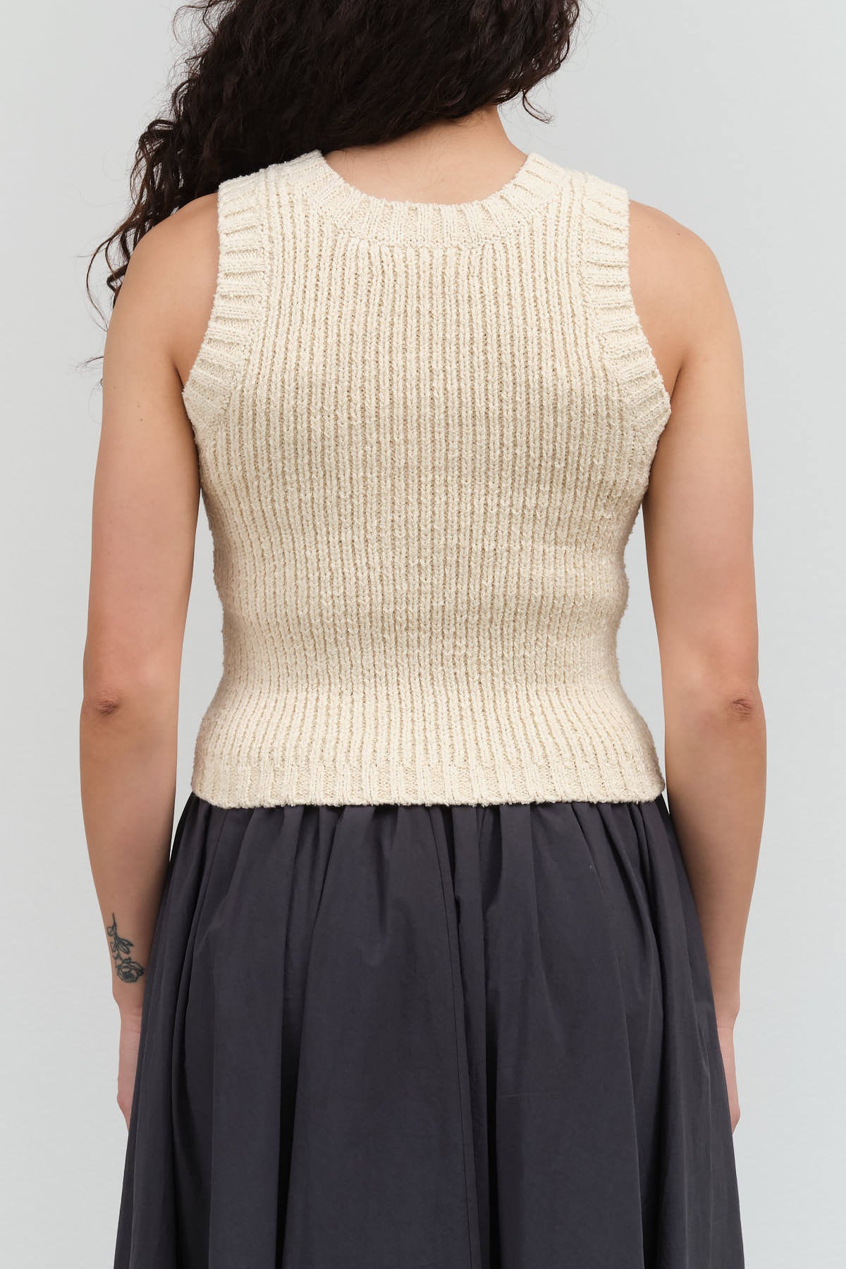 Back view of Boucle Tank in Cream