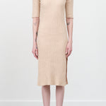 Boucle V-Neck Dress by Atelier Delphine in Grain