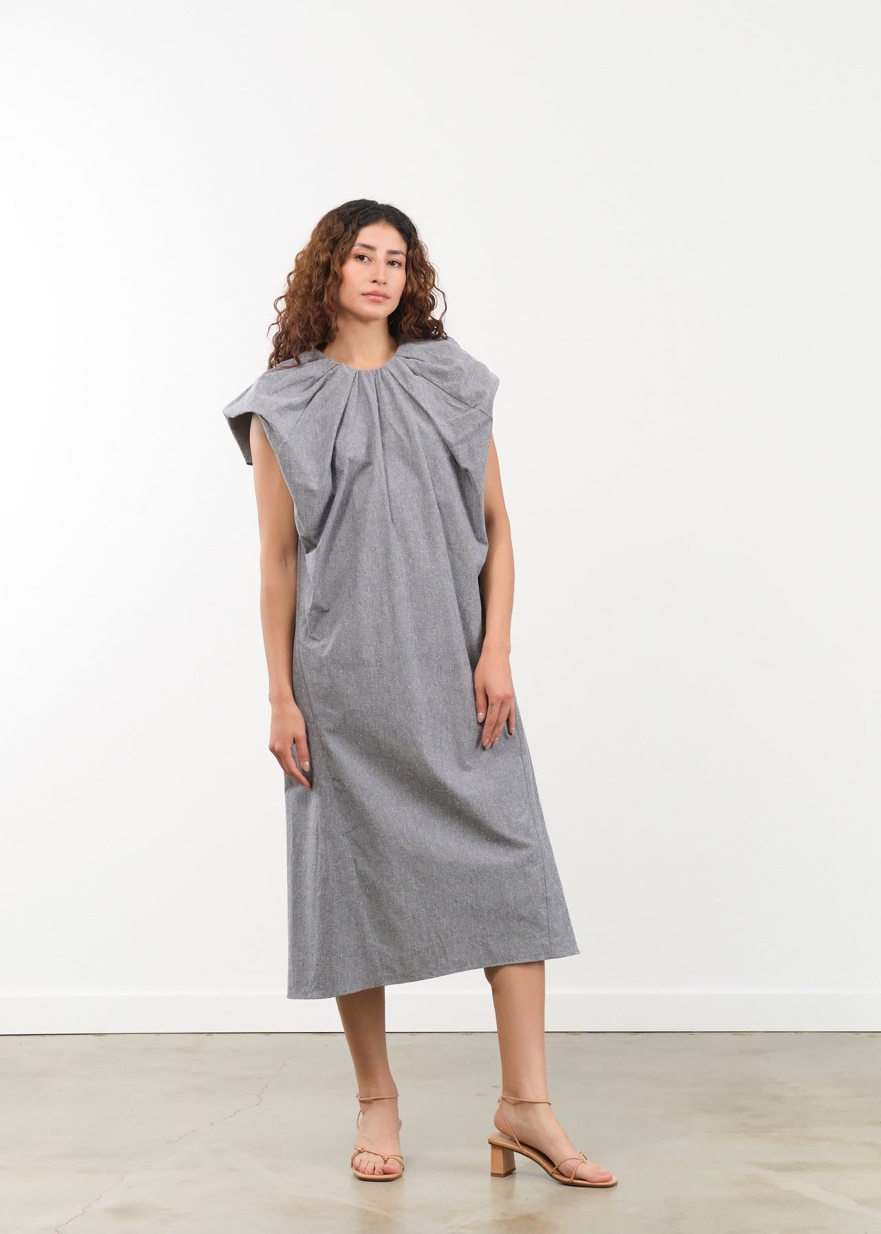 Atelier Delphine Apparel Womens Dresses Cacie Dress in Chambray Chambray / XSmall