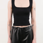 Atelier Delphine Apparel Womens Tees Crop Rib Tank in Black