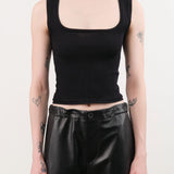 Atelier Delphine Apparel Womens Tees Crop Rib Tank in Black