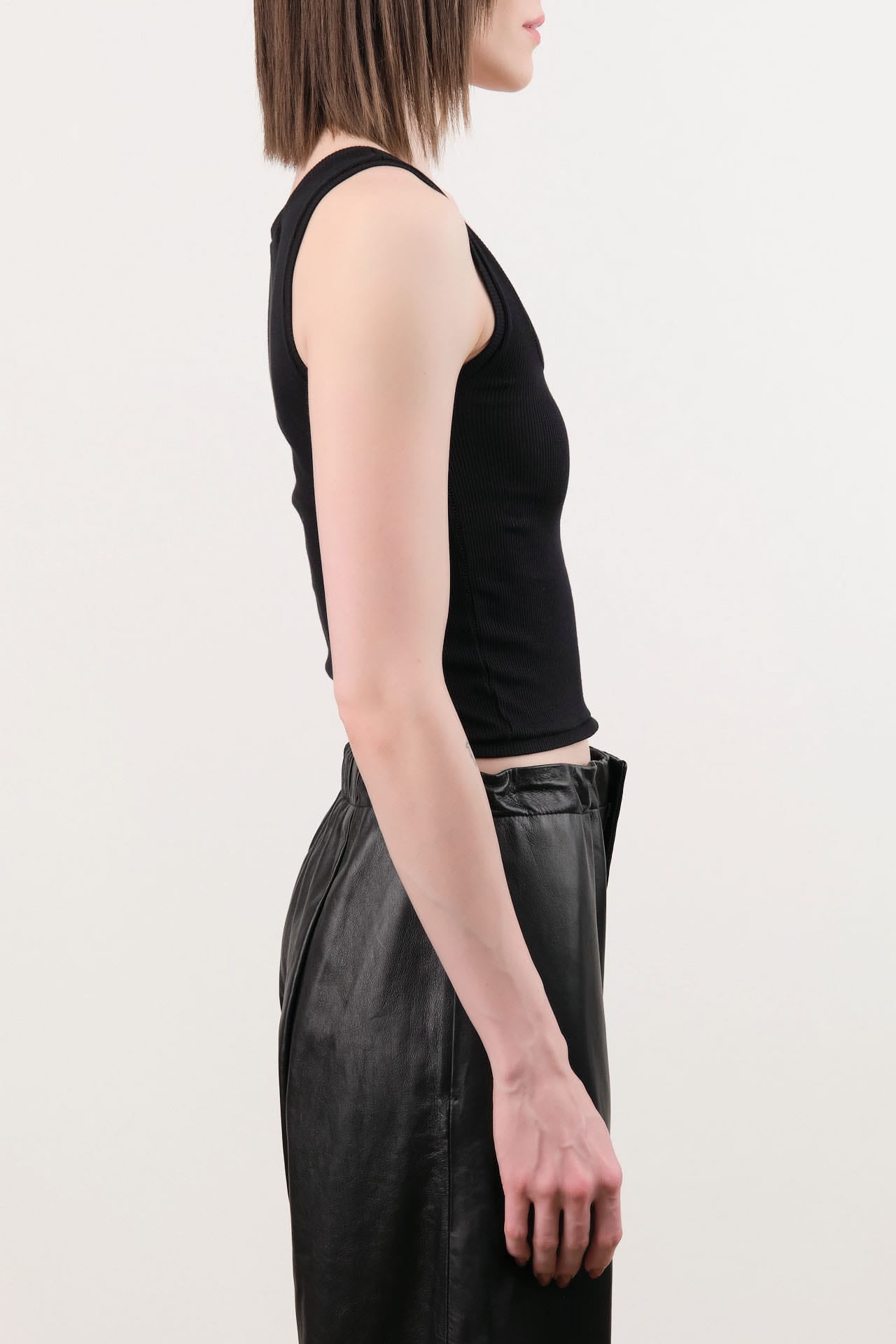 Atelier Delphine Apparel Womens Tees Crop Rib Tank in Black