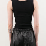 Atelier Delphine Apparel Womens Tees Crop Rib Tank in Black