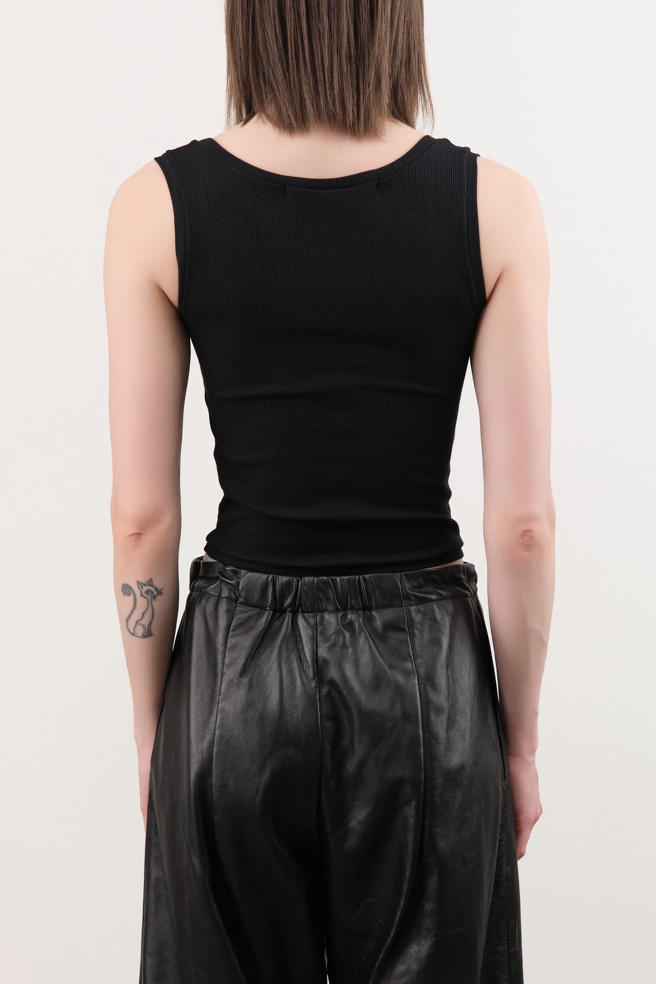 Atelier Delphine Apparel Womens Tees Crop Rib Tank in Black