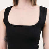 Atelier Delphine Apparel Womens Tees Crop Rib Tank in Black
