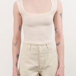 Atelier Delphine Apparel Womens Tees Crop Rib Tank in Cream
