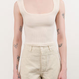 Atelier Delphine Apparel Womens Tees Crop Rib Tank in Cream
