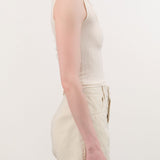 Atelier Delphine Apparel Womens Tees Crop Rib Tank in Cream