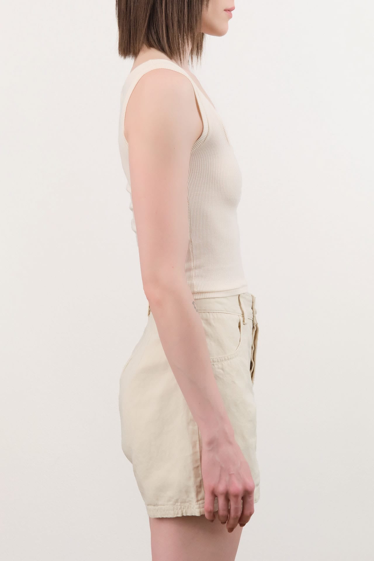Atelier Delphine Apparel Womens Tees Crop Rib Tank in Cream