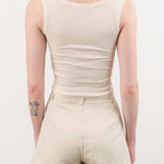Atelier Delphine Apparel Womens Tees Crop Rib Tank in Cream