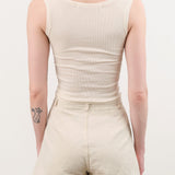 Atelier Delphine Apparel Womens Tees Crop Rib Tank in Cream
