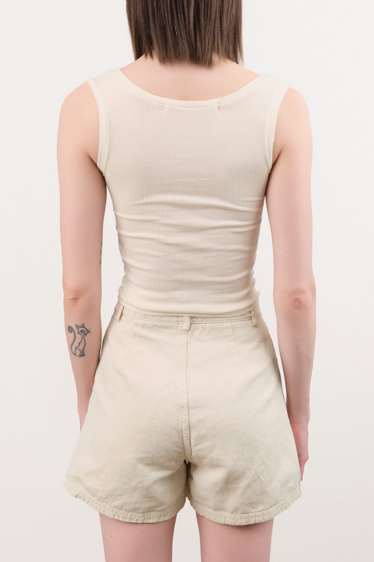 Atelier Delphine Apparel Womens Tees Crop Rib Tank in Cream