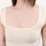 Atelier Delphine Apparel Womens Tees Crop Rib Tank in Cream