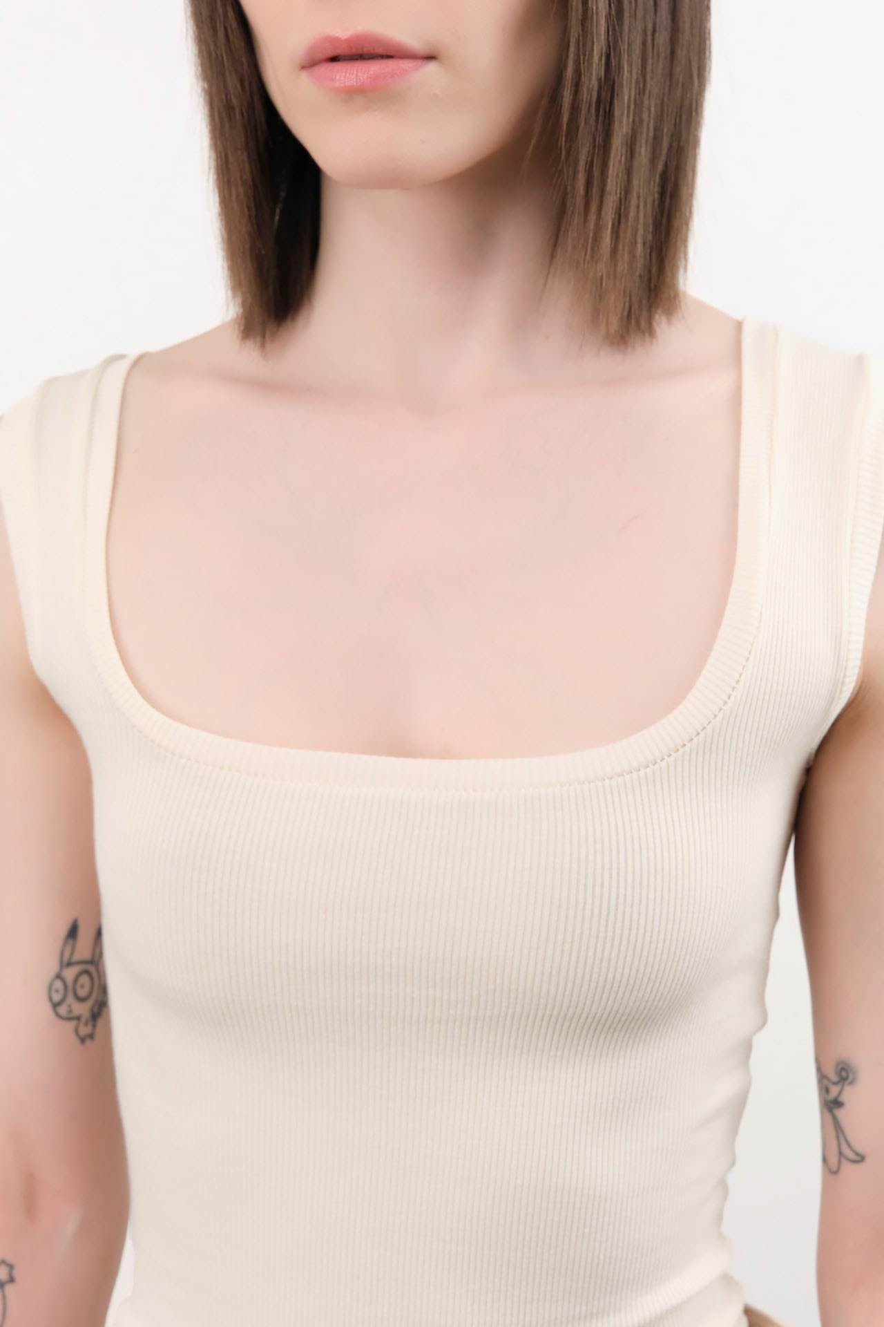 Atelier Delphine Apparel Womens Tees Crop Rib Tank in Cream