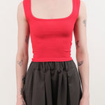 Atelier Delphine Apparel Womens Tees Crop Rib Tank in Red