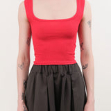 Atelier Delphine Apparel Womens Tees Crop Rib Tank in Red