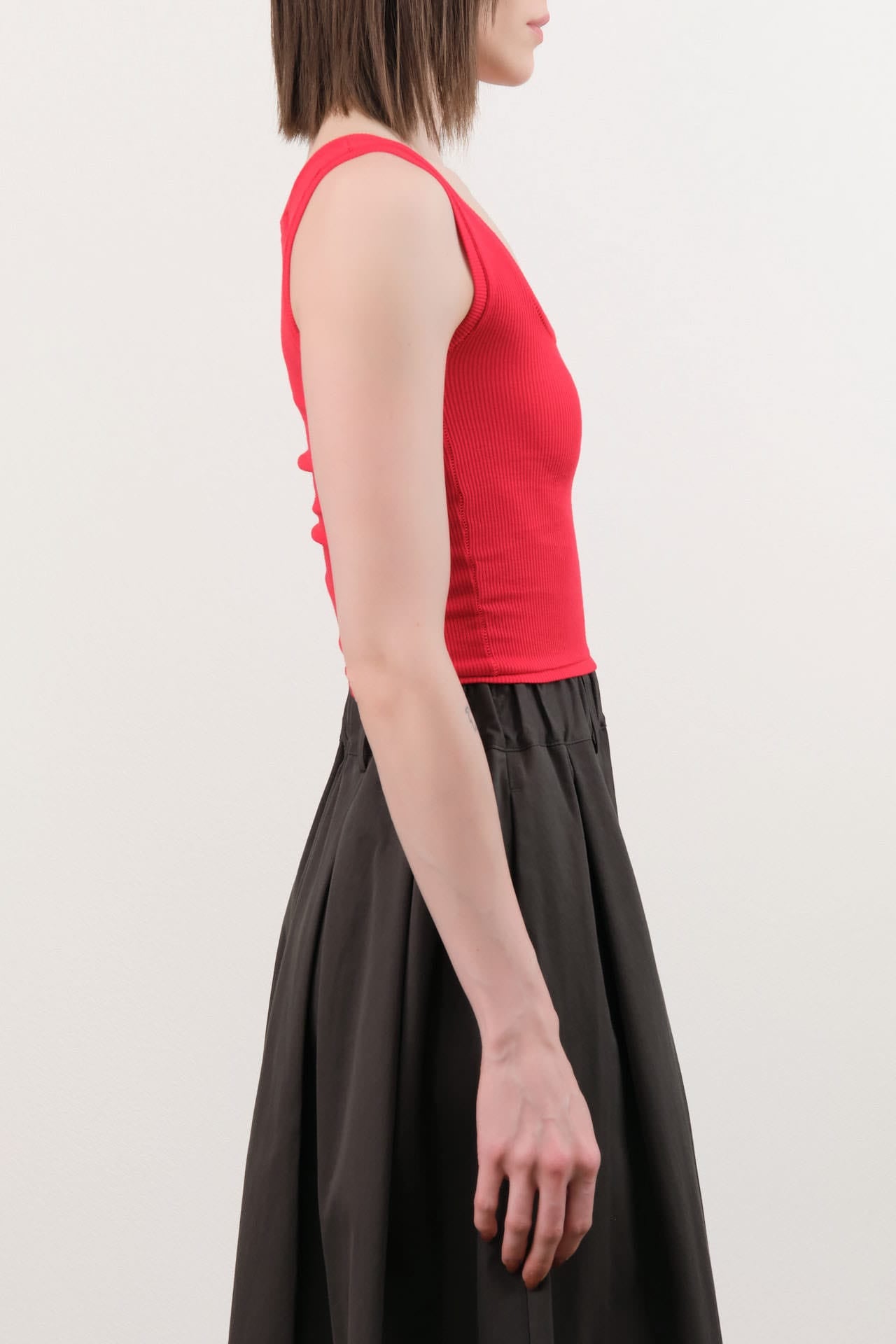 Atelier Delphine Apparel Womens Tees Crop Rib Tank in Red
