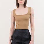 Atelier Delphine Apparel Womens Tees Crop Rib Tank in Tobacco