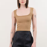 Atelier Delphine Apparel Womens Tees Crop Rib Tank in Tobacco