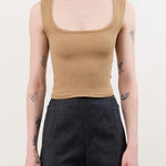 Atelier Delphine Apparel Womens Tees Crop Rib Tank in Tobacco