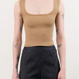 Atelier Delphine Apparel Womens Tees Crop Rib Tank in Tobacco