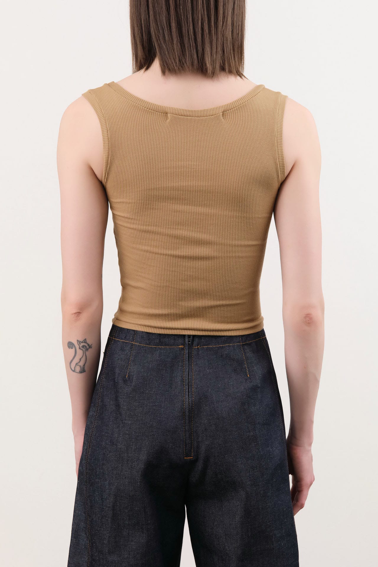 Atelier Delphine Apparel Womens Tees Crop Rib Tank in Tobacco