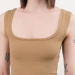 Atelier Delphine Apparel Womens Tees Crop Rib Tank in Tobacco