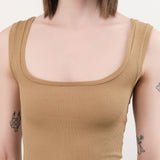 Atelier Delphine Apparel Womens Tees Crop Rib Tank in Tobacco