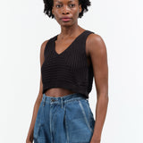 Atelier Delphine Cropped Rib Top in Black