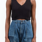 Cropped Rib Top by Atelier Delphine in Black