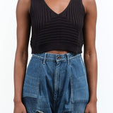 Cropped Rib Top by Atelier Delphine in Black