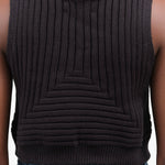 Atelier Delphine Cropped Rib Top Sleeveless Tank in Dark Black with Ribbed Hem and Thick Knit Stitch