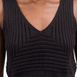 Black Cropped Rib Top by Atelier Delphine