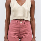 Cropped Rib Top by Atelier Delphine in Cream