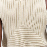 Atelier Delphine Cropped Rib Top Sleeveless Tank in Cream White with Ribbed Hem and Thick Knit Stitch