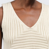 Cream Cropped Rib Top by Atelier Delphine
