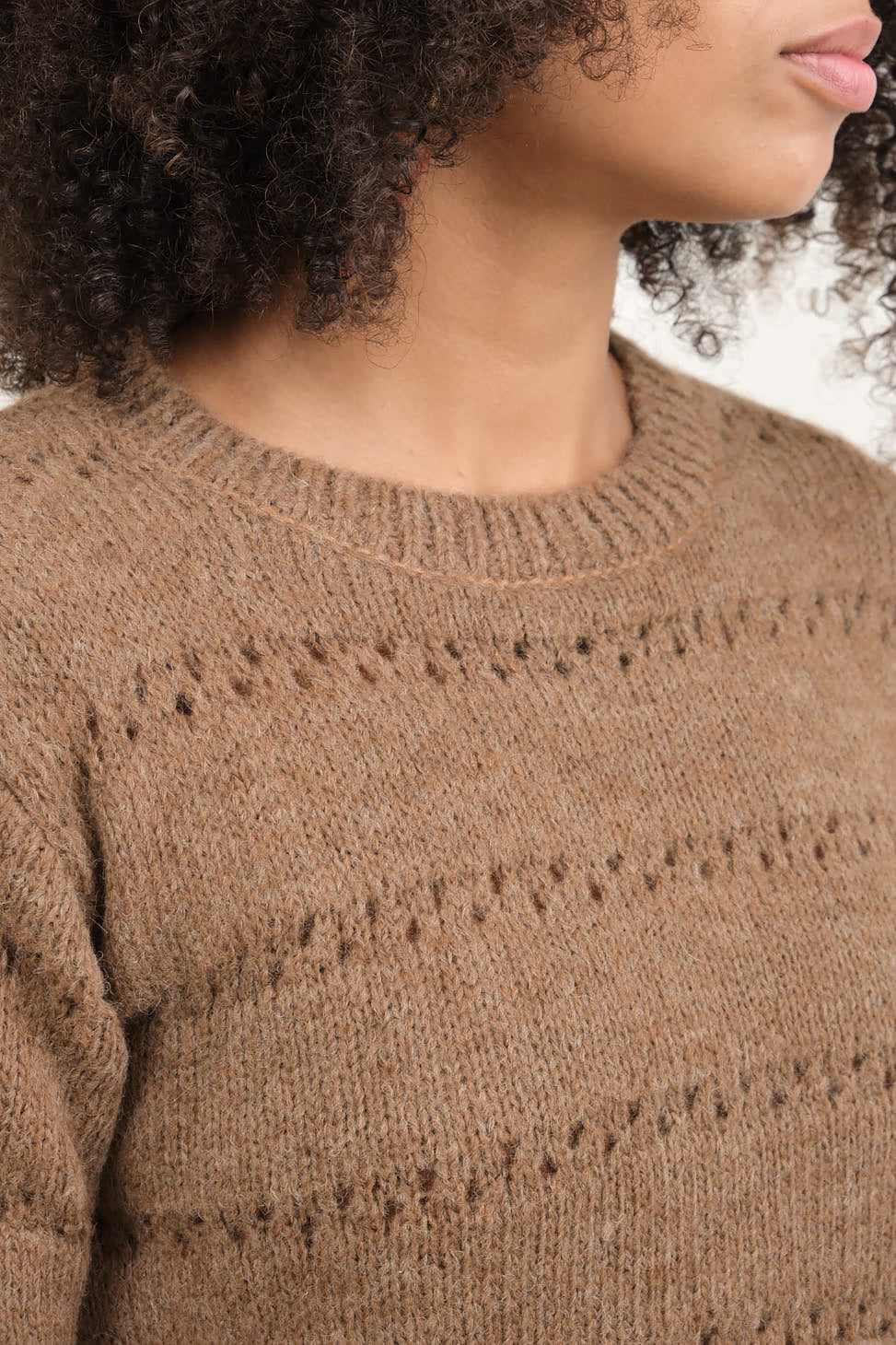 Neckline on Helena Sweater in Brown