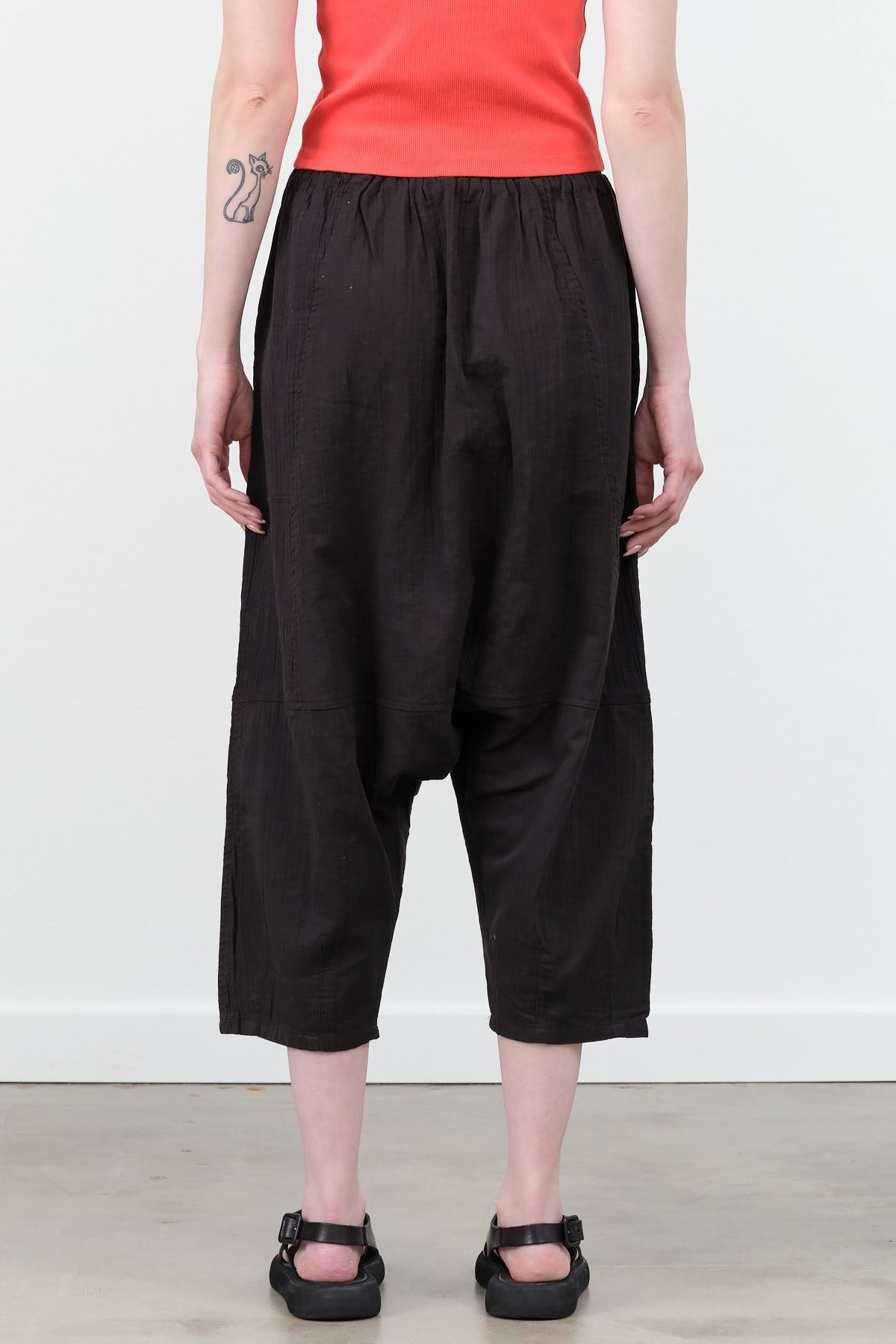 Black Kiko Drop Crotch Pant with Side Pockets by Atelier Delphine