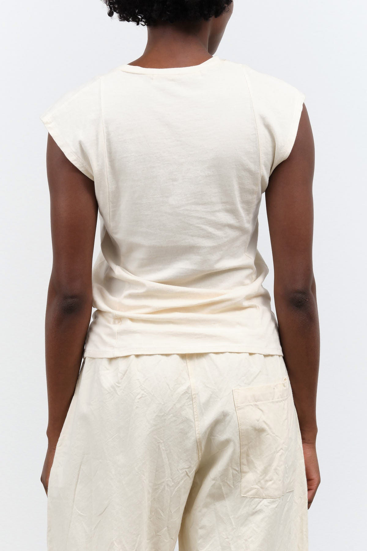 Muscle Tee Tank in Angora White with Cap Sleeve by Atelier Delphine